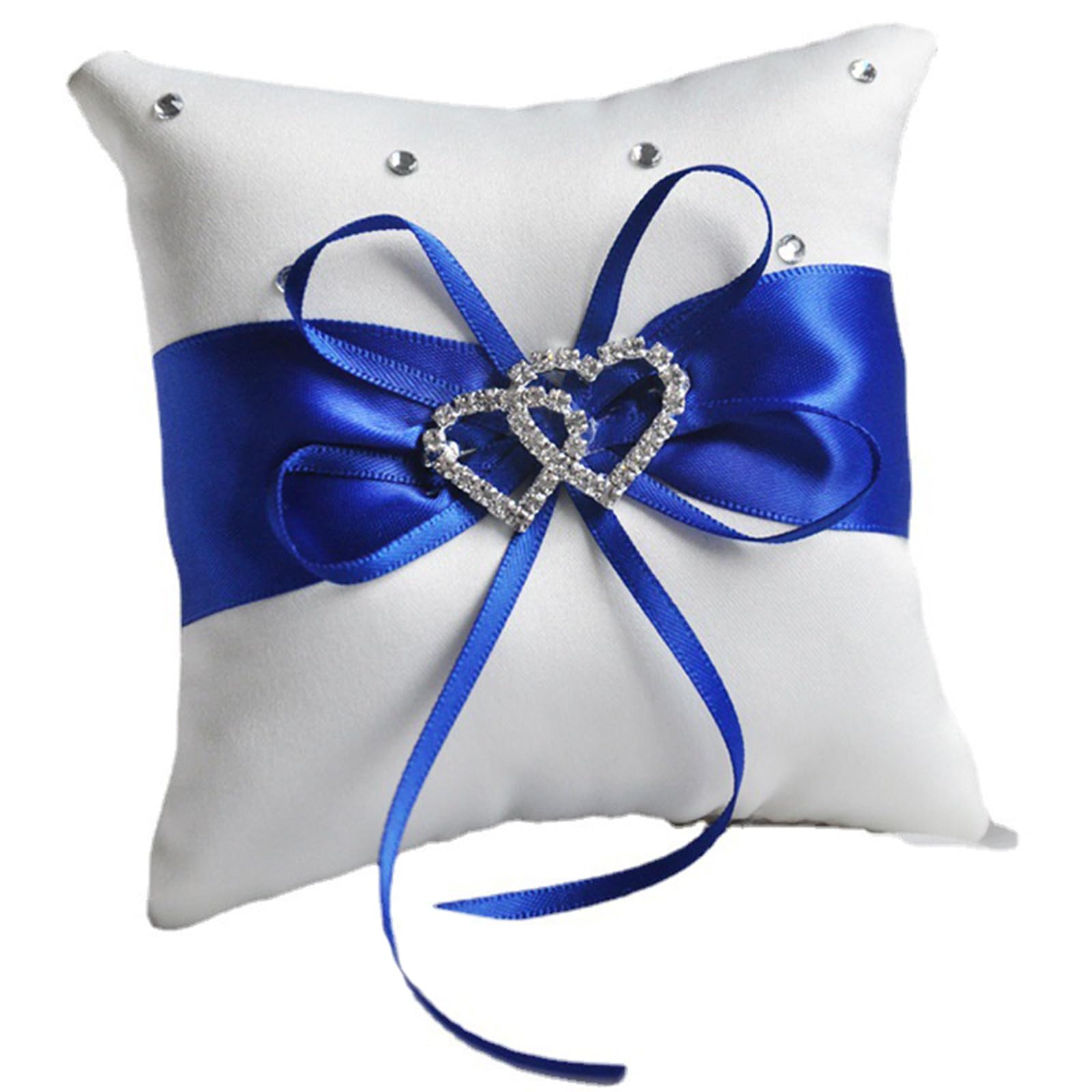 ZBIianxer Satined Rhinestones Heart Rings Pillow Wedding Ceremony Bearer Cushion for Registry Formal Event Decoration Rhinestones Heart Bearer Cushion