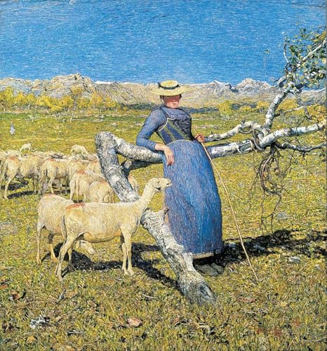 Tableau Midi dans les Alpes Segantini impression sur toile vintage pour decoration 60x90cm