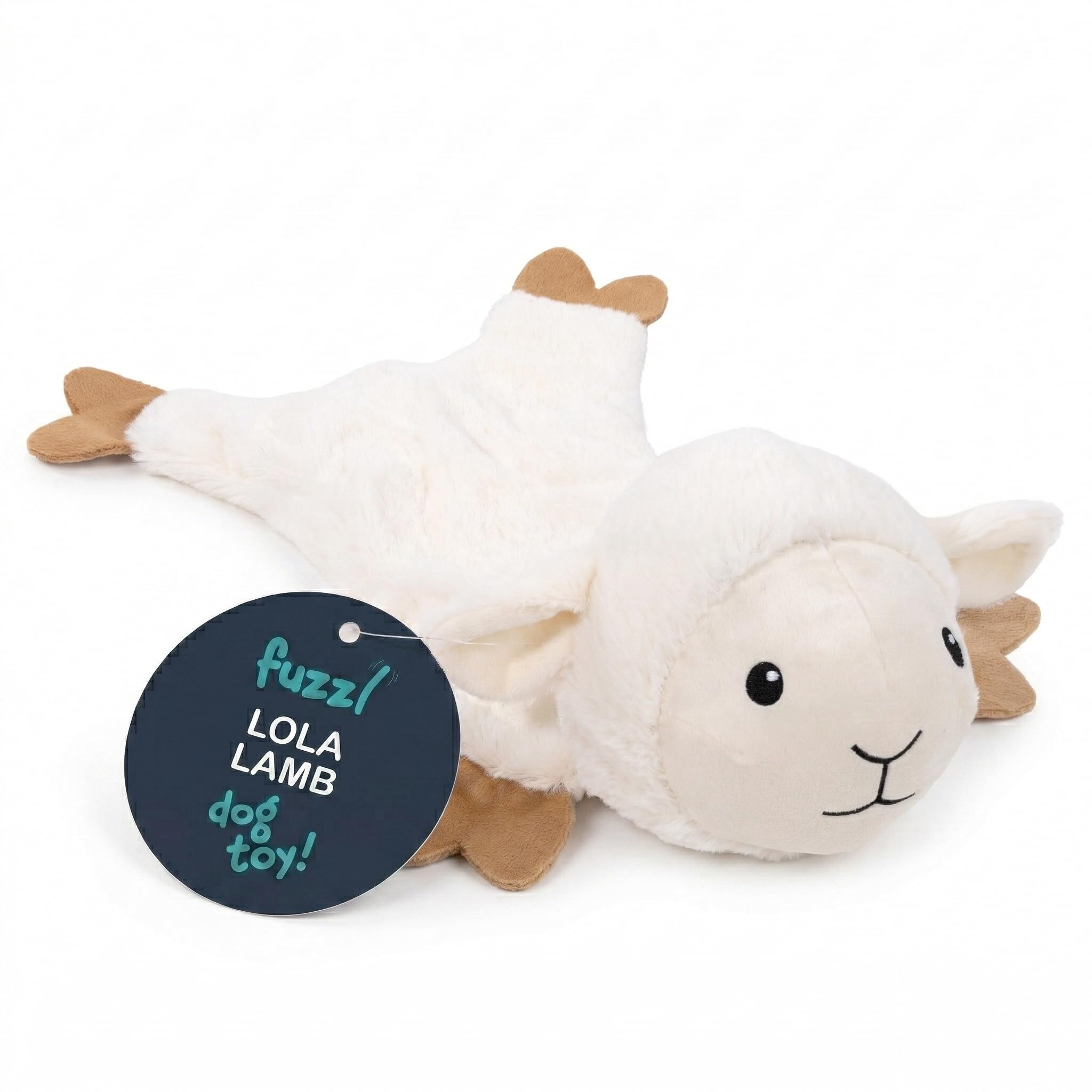 Fuzzl Lola Lamb Crinkle & Squeak Dog Toy β No Mess Minimal Stuffing Plush Puppy Toy β Interactive Soft Dog Squeaky Toy for Small to Medium Dogs β Gentle Sheep Toy for Shaking, Tossing & Cuddling