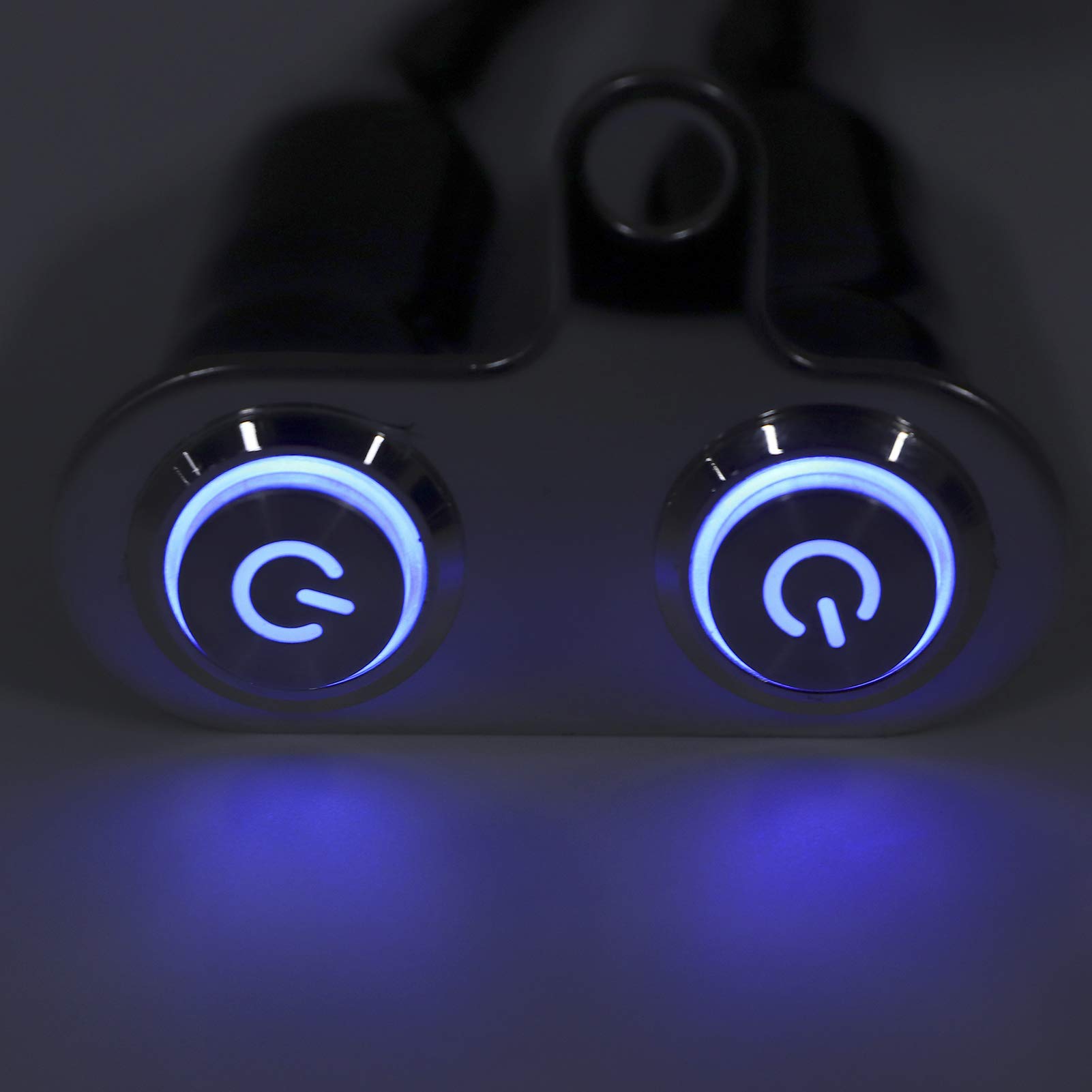 Interruttore del manubrio del motociclo 12V, interruttore del manubrio del motociclo dell'acciaio inossidabile Pulsante di controllo della staffa di modifica del LED(2 pulsanti)
