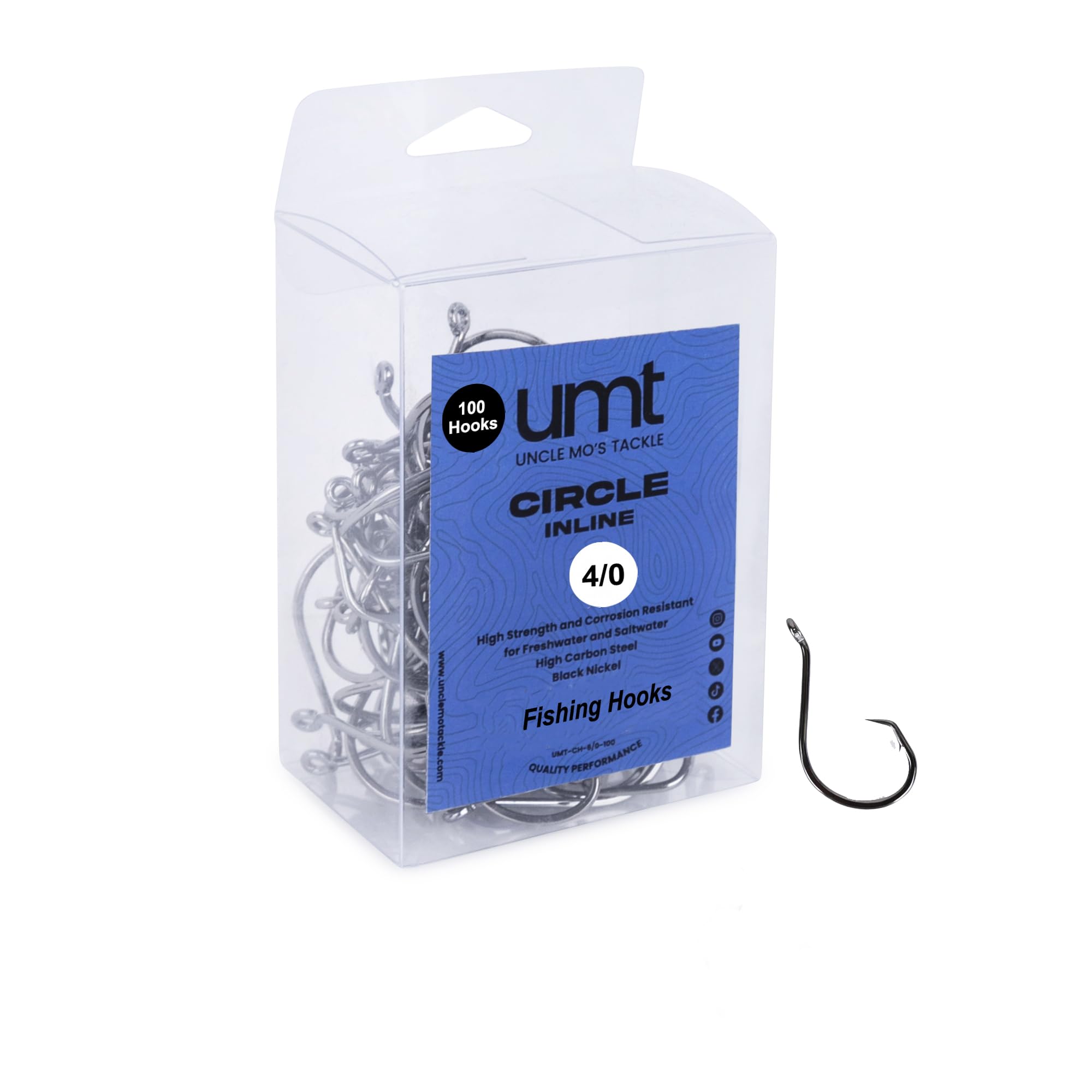 amazon black carbon steel circle fishing hooks UMT 100 Pack Inline Size 4/0 Nickel High Superior Terminal Tackle Saltwater and Freshwater use : Sports & Outdoors rod_reel_style__Trolling Fishing Bucket Foldable, Fish Ring Size:15.25