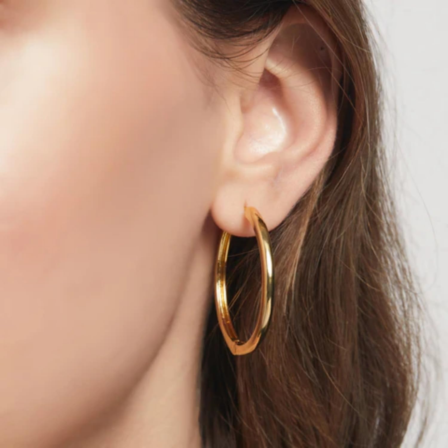 14K Gold Hoop Earrings for Women Trendy Gold Earrings for Women Polished Classic Dainty Womens Earring 2.0 Tube - Image 2