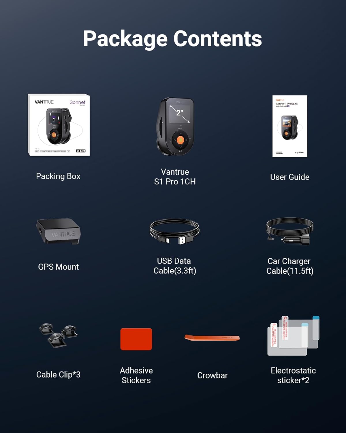 Vantrue S1 Pro Dash Cam Front STARVIS 2, 2.7K Mini Dash Camera for Cars, ADAS, App Control, Built-in WiFi GPS, G-Sensor, Loop Recording, Night Vision, 24H Parking Mode, 158°, 2" IPS, Support 1TB Max - Image 9