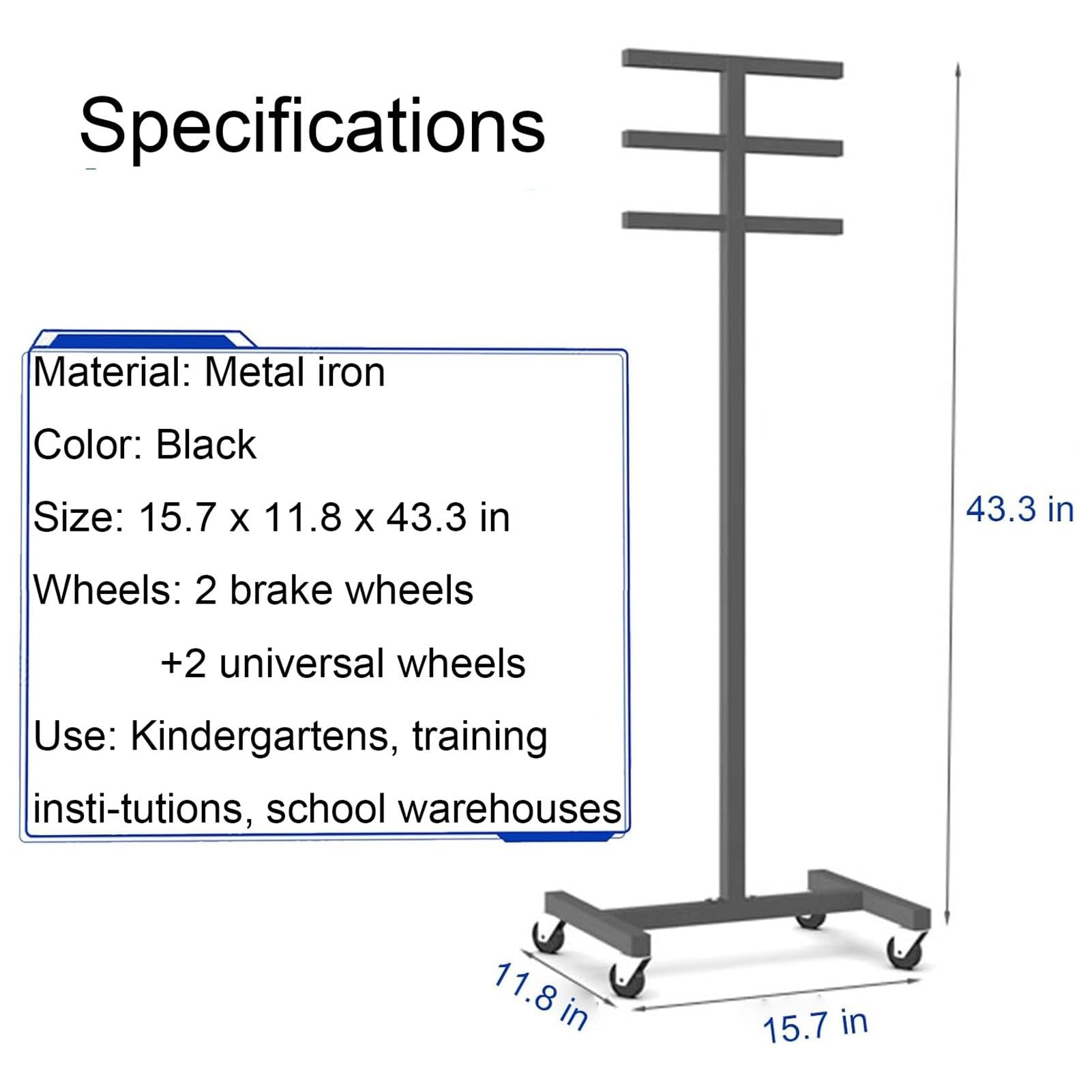 Exercise Hoop Storage Rack, Hula Hoop Stand Holder with 2 Brakes, Black Fitness Hoop Storage Rack for Fitness Clubs/Gymnastics Training/Kindergartens, Space-Saving