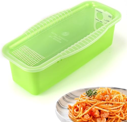 Olla de pasta para microondas con tapa coladora, olla rápida para espagueti, no se pega ni espera a que hierva, perfecta para hacer pasta cada vez,