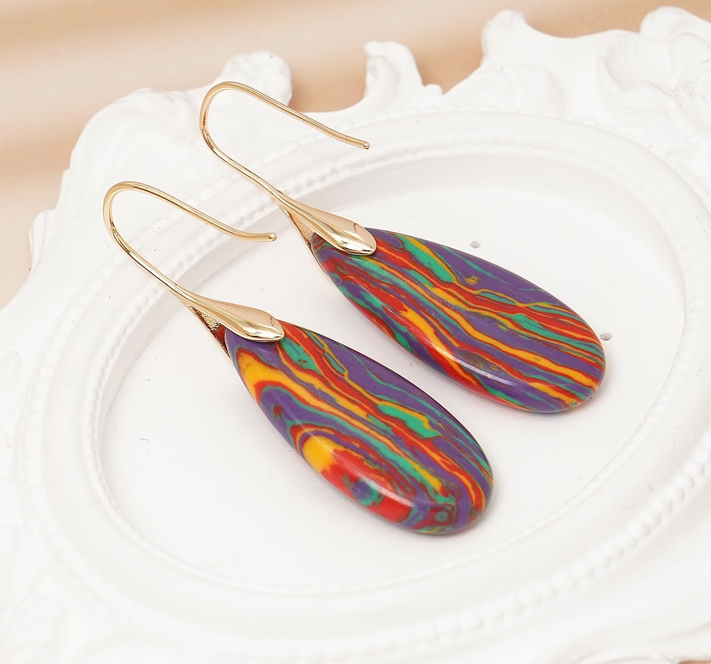 Natural Stone Earrings Waterdrop Stone Dangle Earrings for Women - Image 5