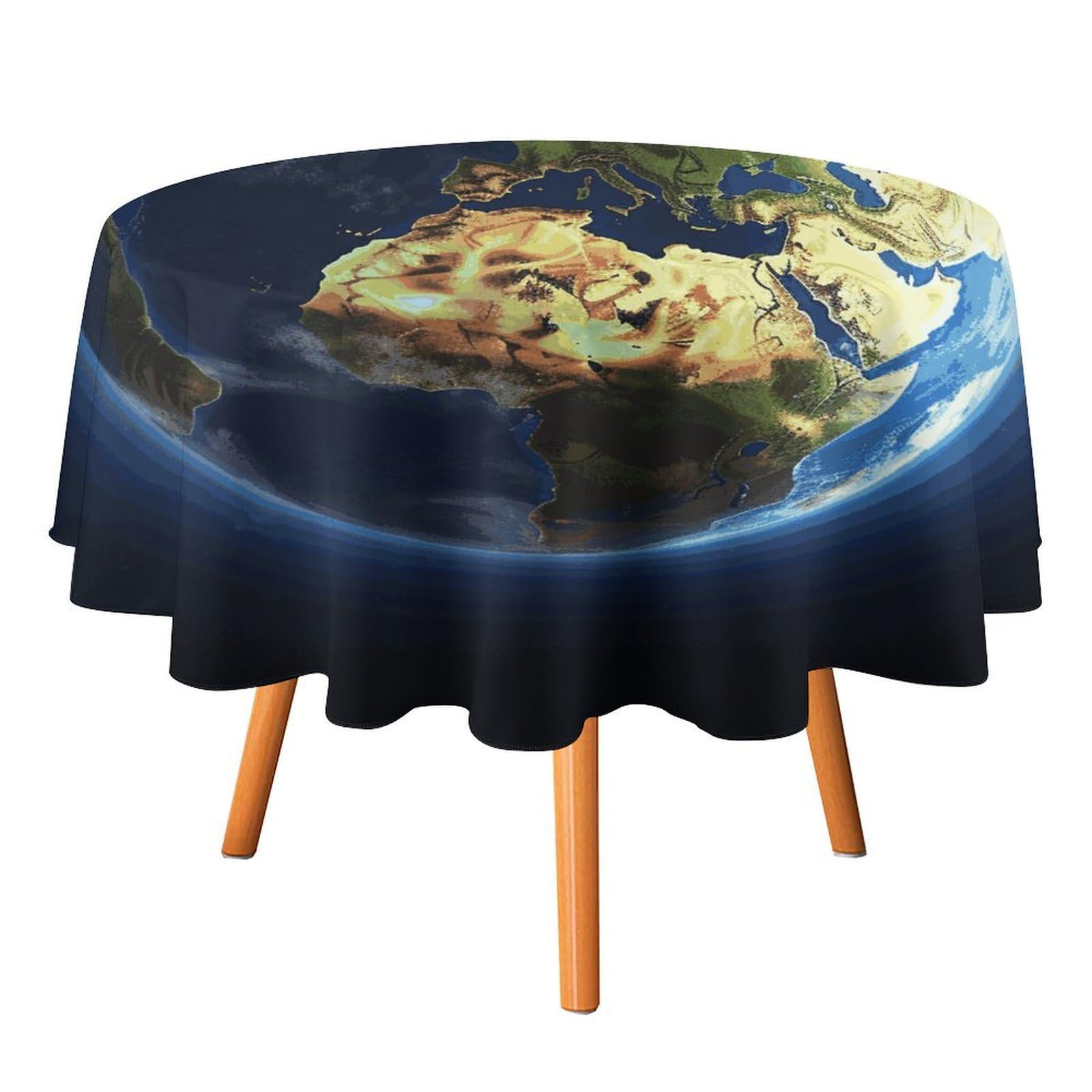 Fekiloot Style Glowing Earth Round Tablecloth - Heavy Duty And Washable,Polyester Decorative Fabric Table Cover,Tablecloths For Kitchen Dining, Wedding, Birthday Party36x36in