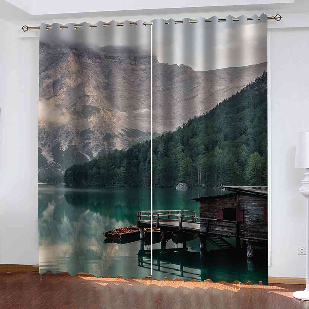 Rideaux à oeillets occultants paysage 140x160cm phonique salon