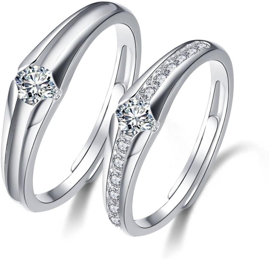 Tyzon 925 Sterling Silver Promise Ring Luxury Design Cubic Zirconia for Couple Engagement