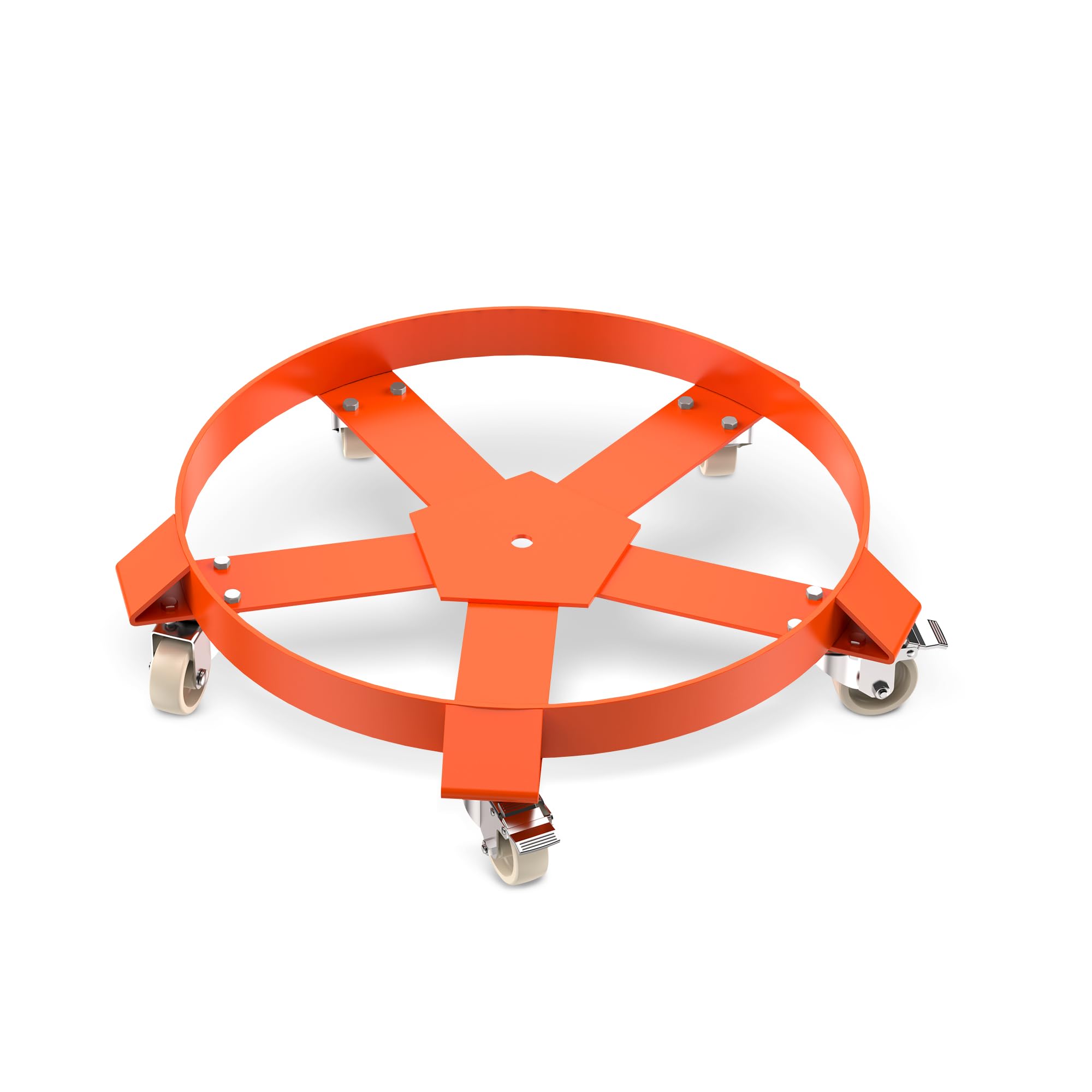 Chariot de transport pour fûts, chariot de transport pour fût métallique de 210 litres, capacité de charge 570 kg, diamètre du fût 60 cm, fût avec 5 roues universelles, plateau roulant en métal