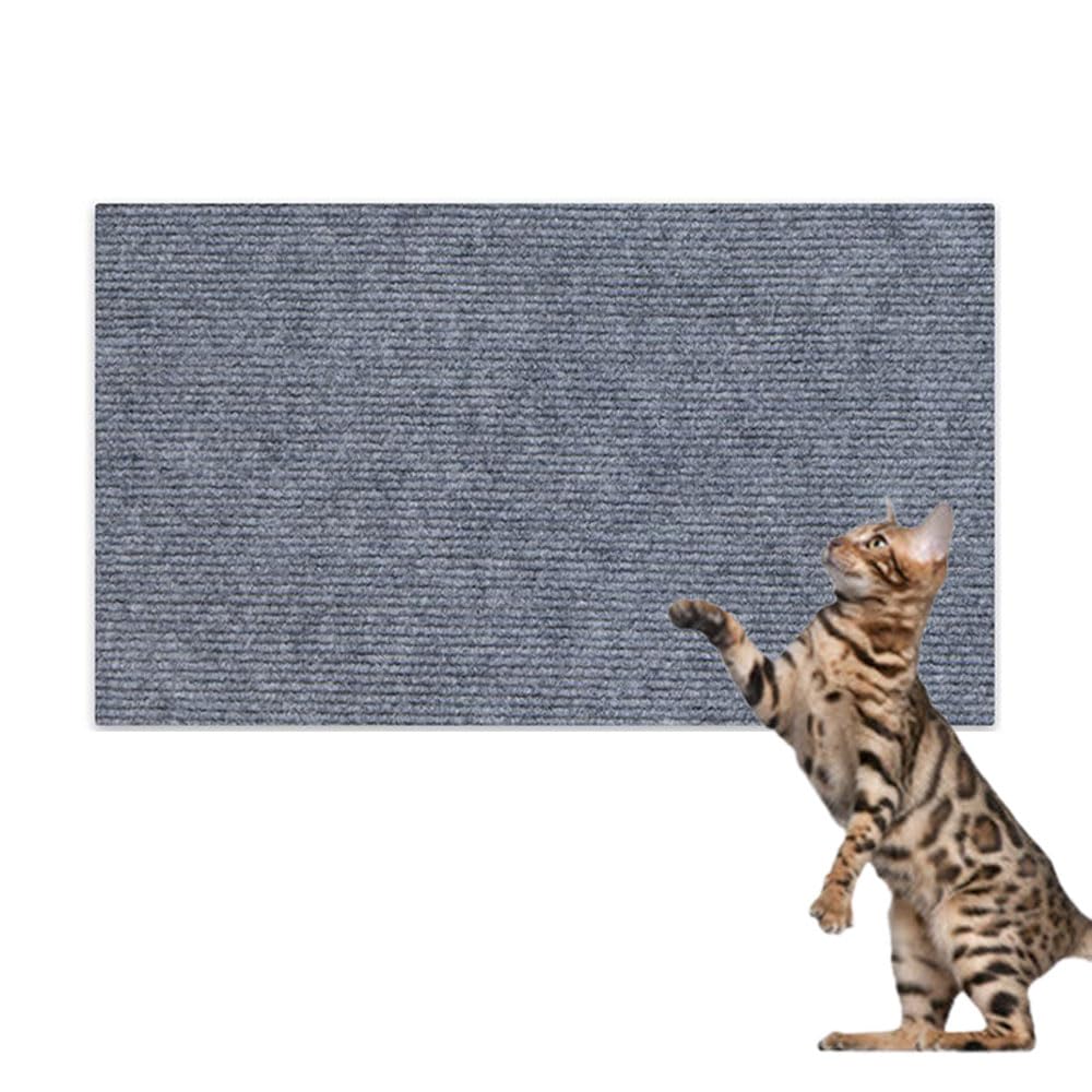 Hearda Cat Scratch Mat, Self Adhesive Cat Scratching Mats, Abrasion Resistant Polyester Scratcher, Protects Furniture & Sofa, Couch Carpets Rug (Light Grey,60x100cm)
