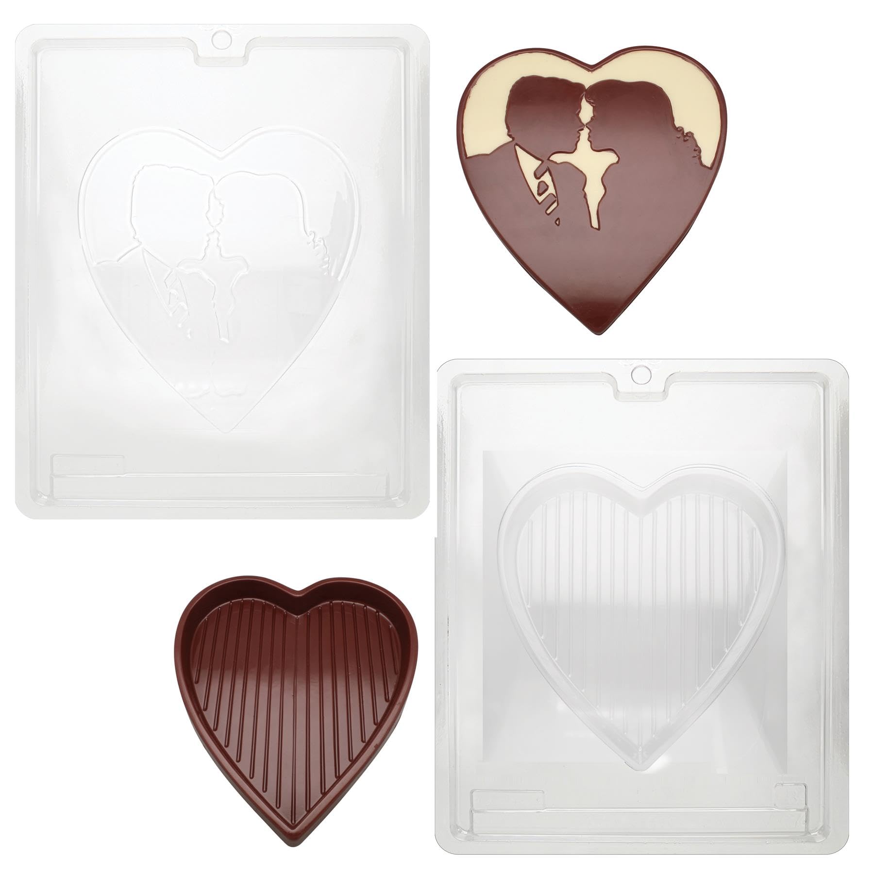 Cybrtrayd V301AF - Stampo per cioccolatini 3D con istruzioni e kit a 2 pezzi, per versare il cuore