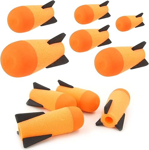 Dardos de cohetes de recarga de misiles, lanzador dispara, balas de espuma compatibles con juguete lanzador de misiles Nerf (naranja, 10 unidades)