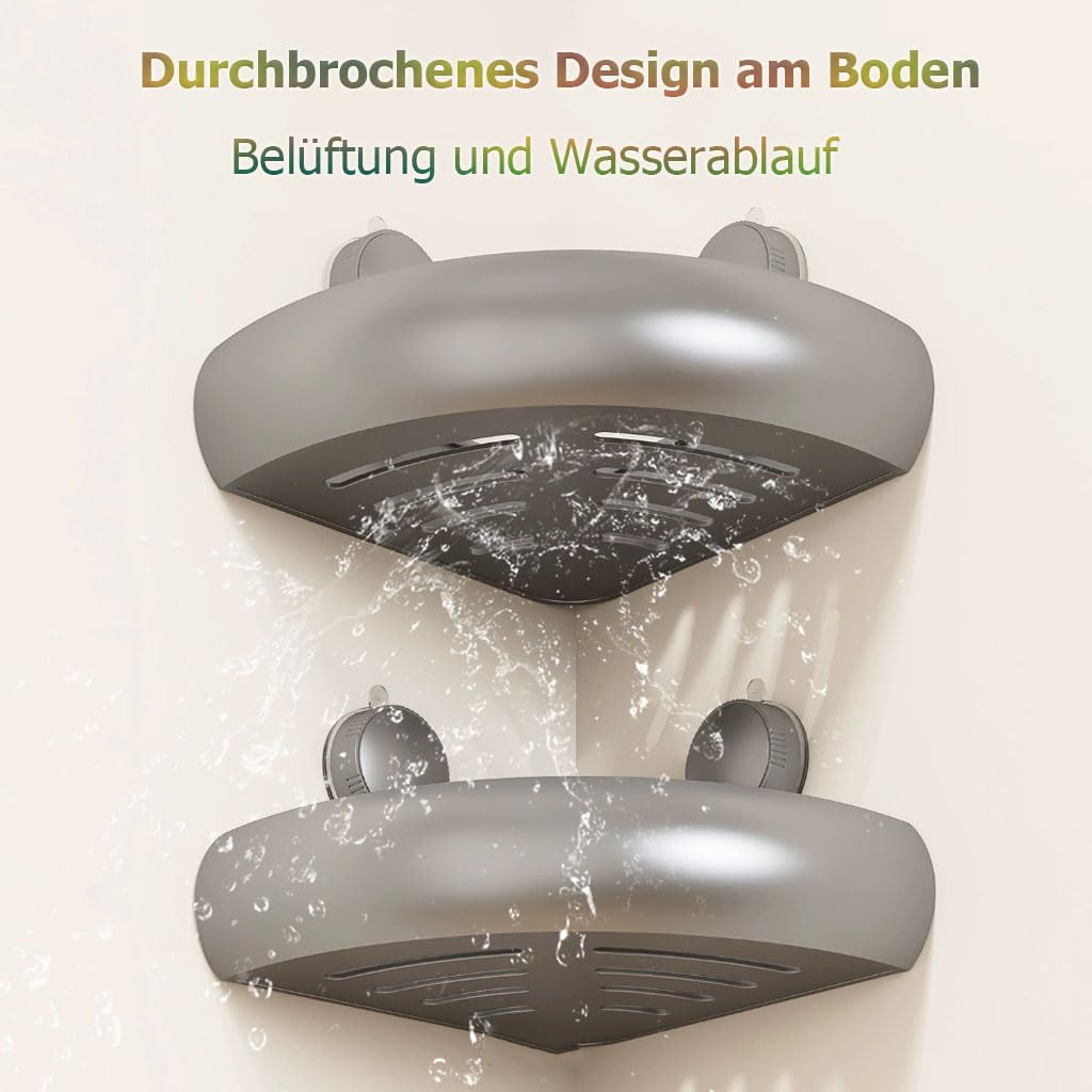 Estante de Ducha sin taladrar Estante de Esquina Triangular Organizador de baño con Soporte para Toallas y Ganchos, Estante ahorrador de Espacio para baño para Esquina de Ducha,Cremefarben,A