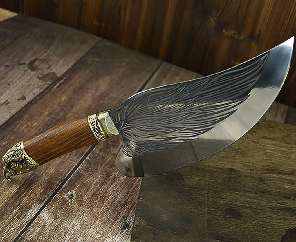 Meat Cleaver,Cleaver Knife 9.5 Inch Sharp Handmde Knives 7Cr17MoV High Carbon Steel Hunting Machete Chopper Kitchen Knives Poultry Tools (Color : Knife And Cover, Size : 9.5 inch)