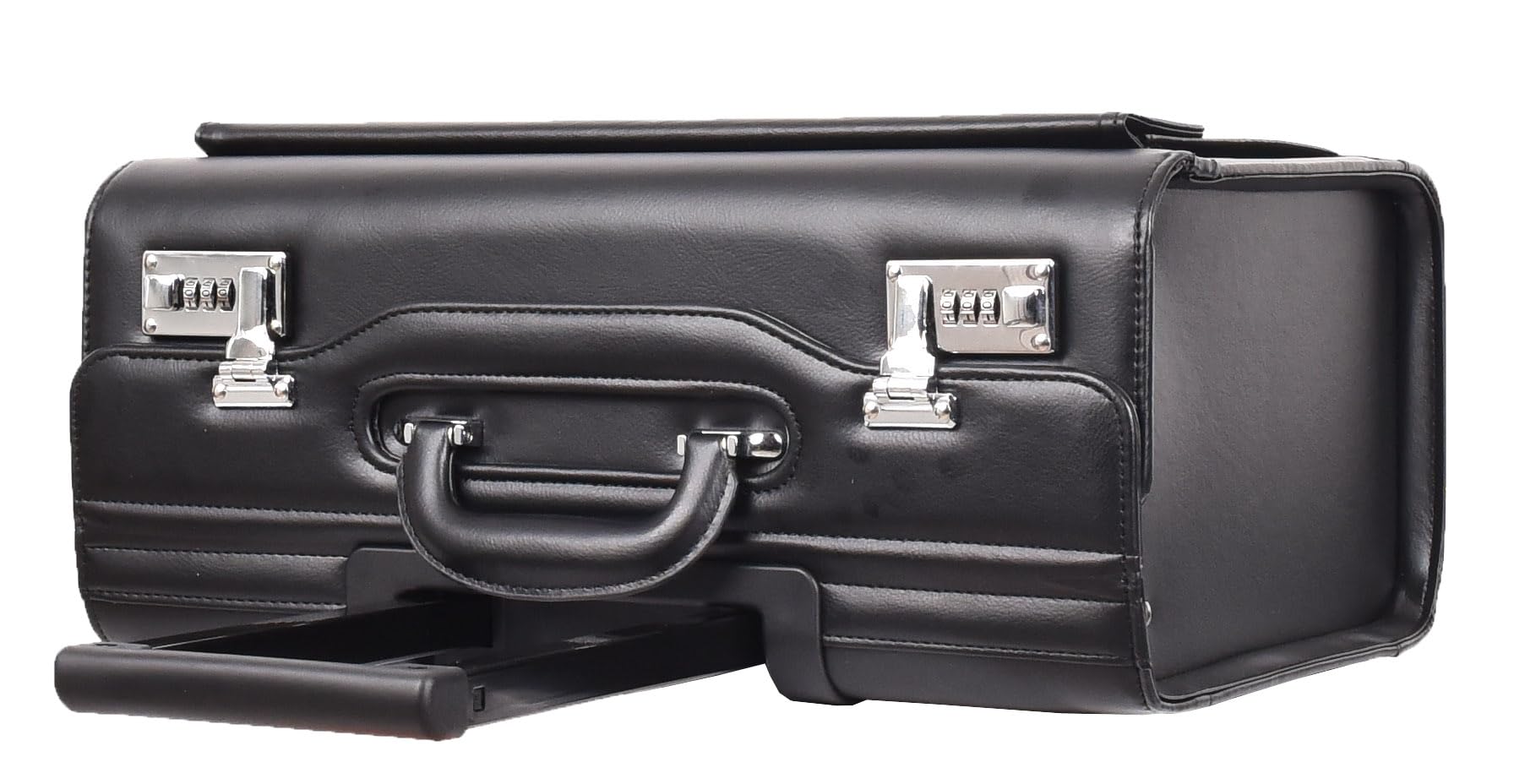 HLG416 - Funda de piel con 4 ruedas, diseño de piloto de aviación, estilo empresarial, color negro, Black, L, Estuche Pilot