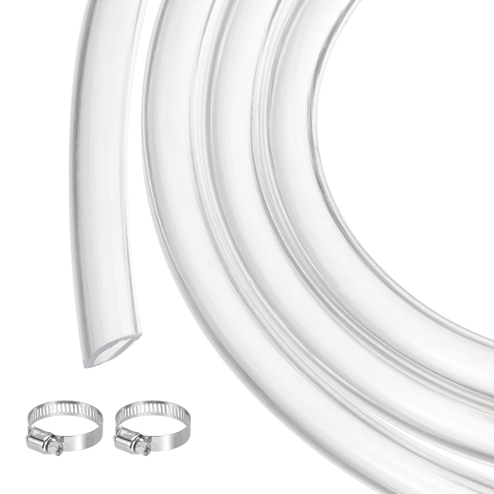 QUARKZMAN Tubazione In PVC Trasparente 6.4mm x 9.5mm 50ft Tubo In PVC Plastico Tubo Flessibile Per Acqua Per Tubo Industriale, Acquari, Pompe, 1/4" ID 3/8" OD, Con 2 Pezzi Di Fascette