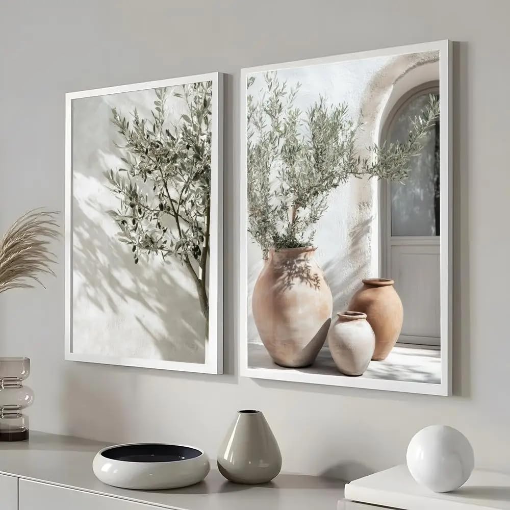 Dittelle Minimalist Nature Botanical Olive Tree Poster for Modern Home Decor Living Room Dormitory Wall Art Canvas Prints(60x80cm/2PCS Frameless)