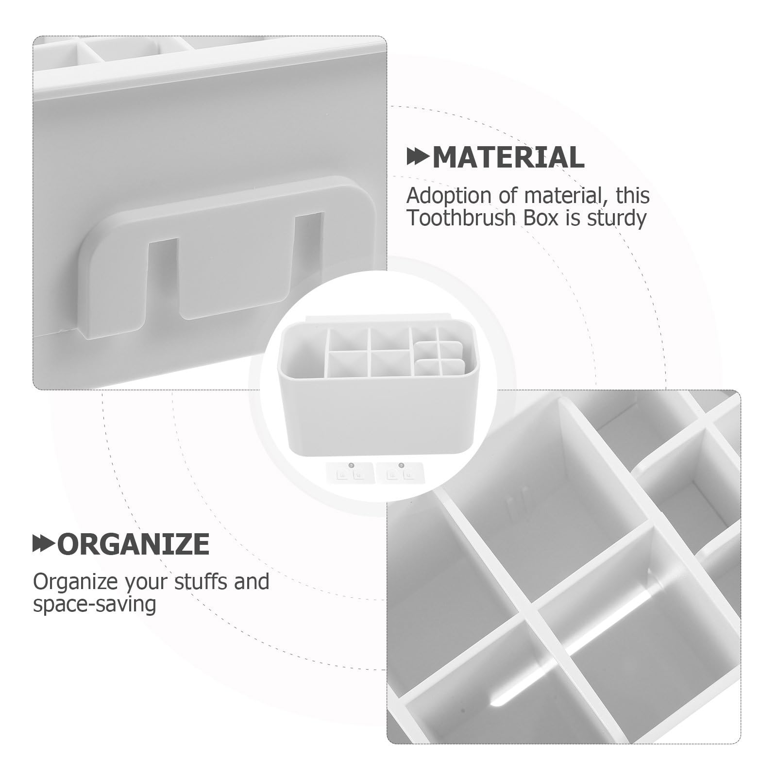 Soporte para Cepillos de Dientes Estuche Desmontable y Organizador de Cepillos para Baño, Diseño Simple de Abs Capacidad Adecuada y Ahorro de Espacio para Uso Diario Hogar