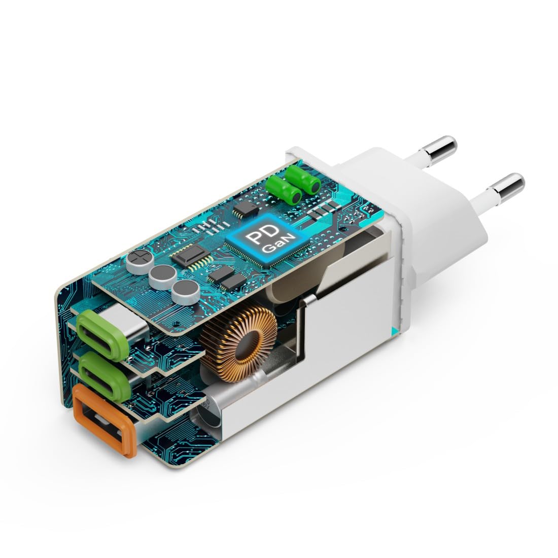 Hama Ładowarka sieciowa mini 65 W, 2x USB typ C, 1x USB A (mała, lekka, adapter ładowania, Power delivery, Quick Charge, wydajna, szybka) biała
