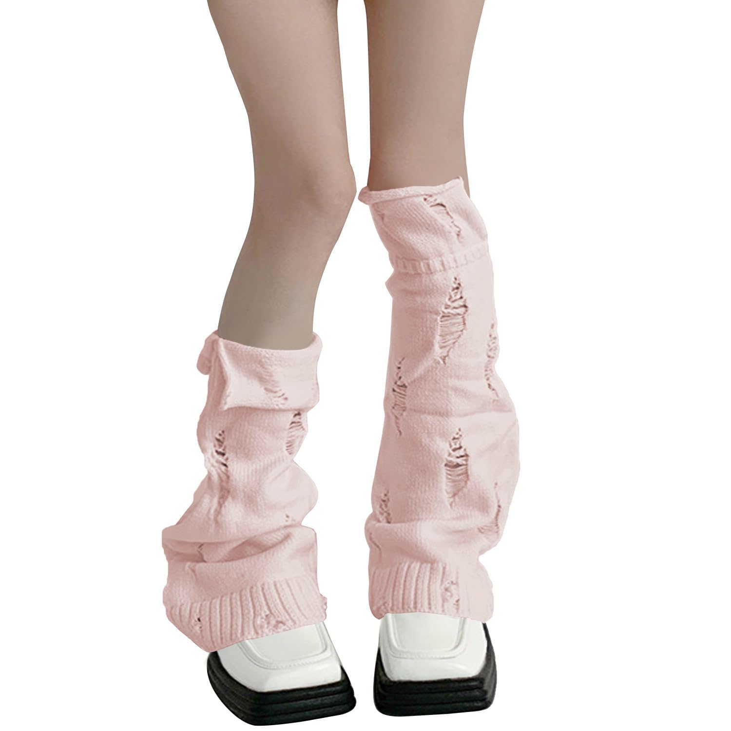 SherryDC Womens Y2k Knit Leg Warmers Harajuku Japanese Long Boot Socks Kawaii Lolita Winter Leg Cover