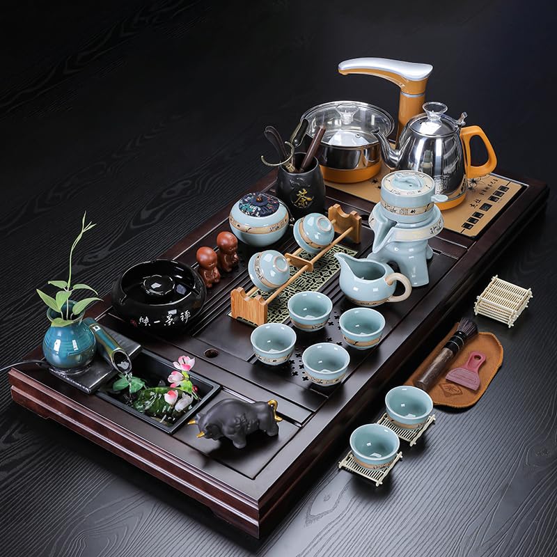功夫茶具セット家庭用事務室の接客Q 功夫茶具Tea set 套装家用客厅喝茶全自动一体茶盘整套茶道小茶台泡茶