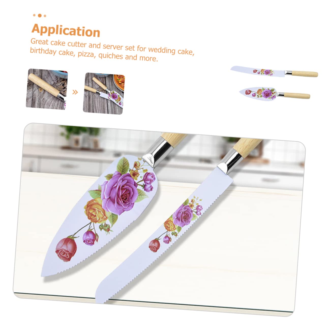 Cabilock 1 Set Stainless Steel Cake Server with Wooden Handle Cake Cutter and Pizza Shovel for Weddings Birthdays and Parties Easy to Use Baking Tool