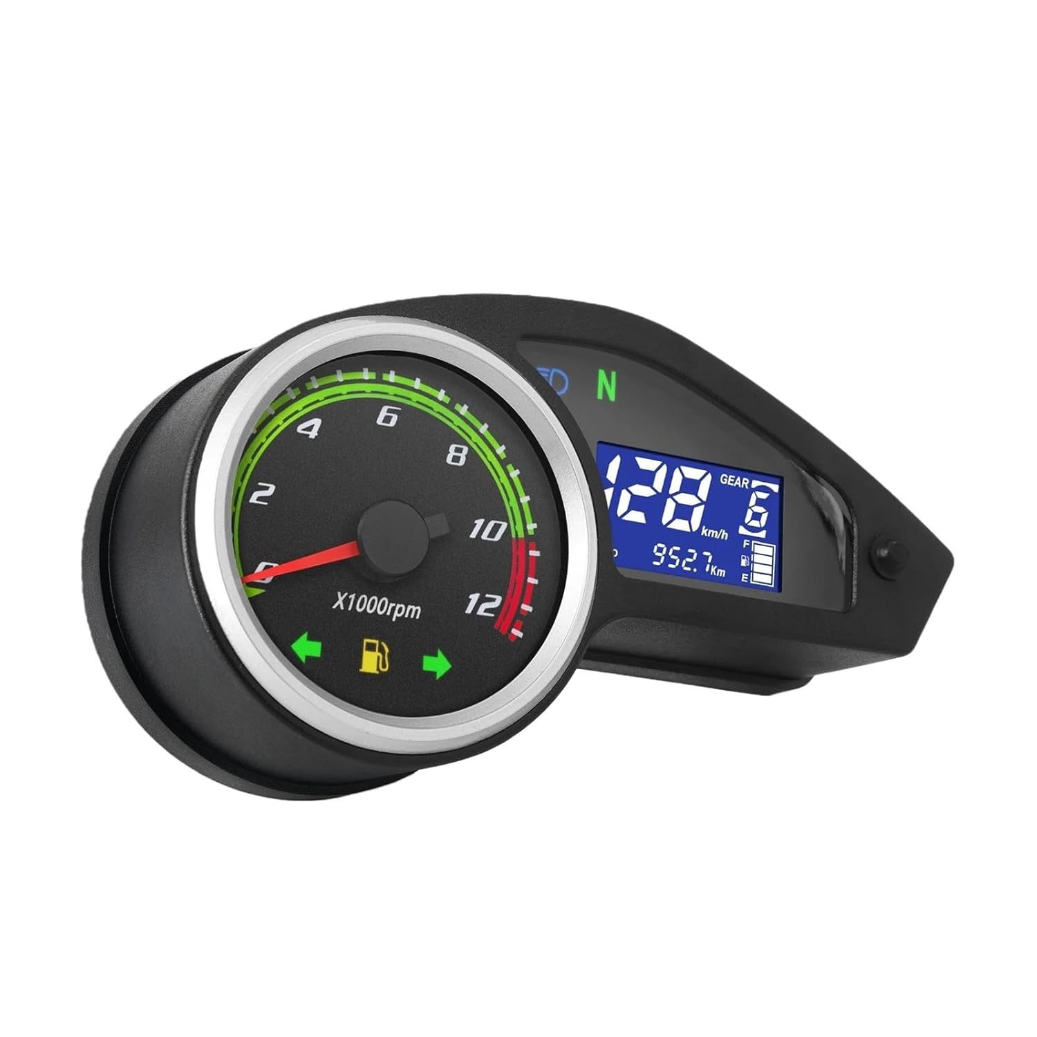 Motorcycle Speedometer Tachometer Digital Motorcycle Speedometer Dashboard Odometer Tachometer Fuel Level Gauge Gear for Brazil GY200