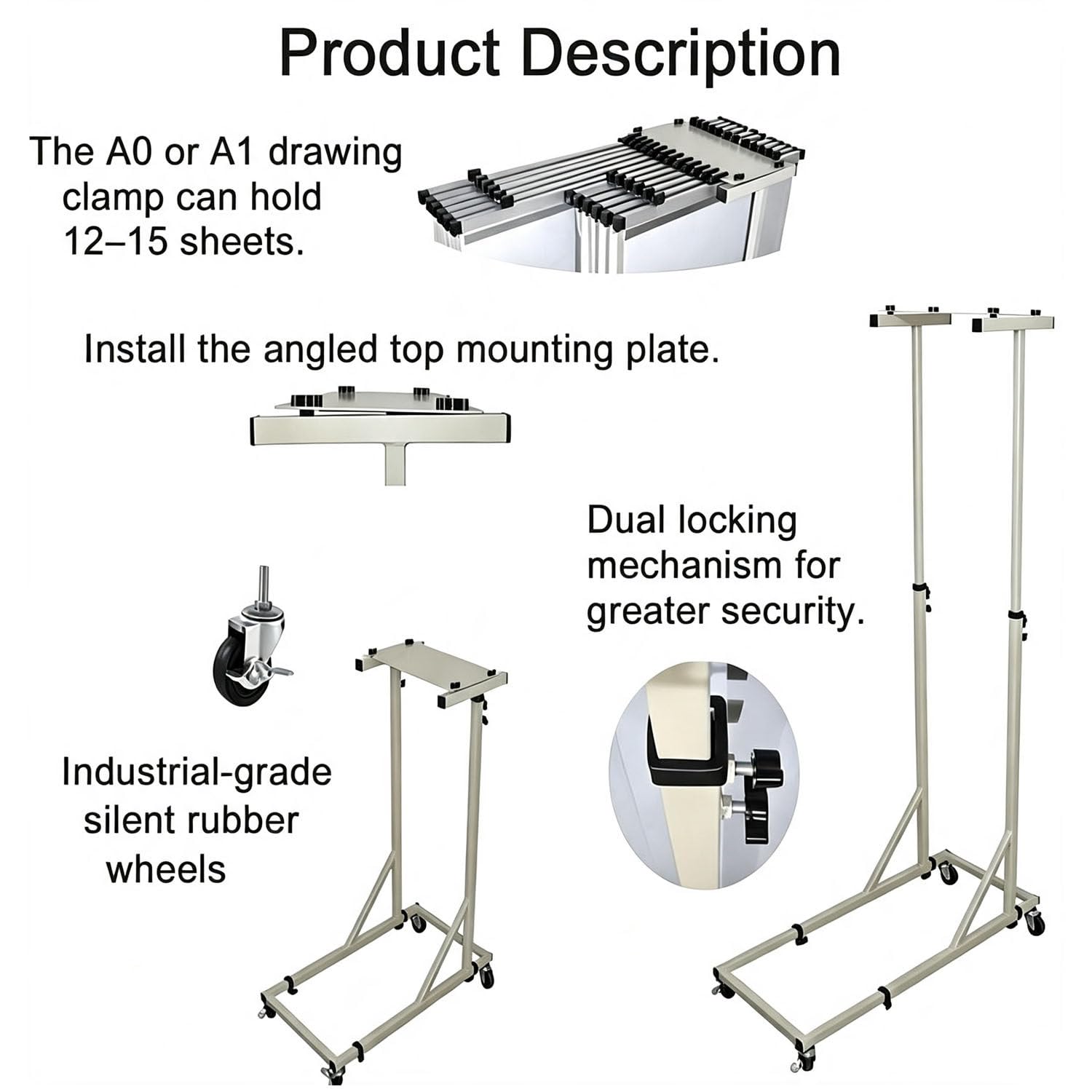 Engineering Drawing Racks,Verstellbarer Blaupausenaufhänger A0-A3 6A0Clamps