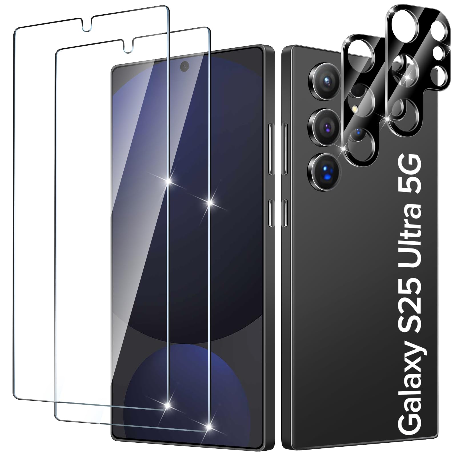 ivoler 2+2 Stück Schutz Glas für Samsung Galaxy S25 Ultra 5G, 2 Stücke Schutzfolie Mit 2 Stück Kameraschutz, 9H Härte, HD Klar, Anti-Kratz, Anti-Bläschen