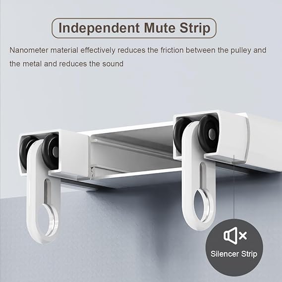 Double Row Curtain Track - Heavy-Duty Ceiling Track For Curtains - Room Divider Curtain Rail System For Privacy In Open Rooms(White,10.2FT(310CM))