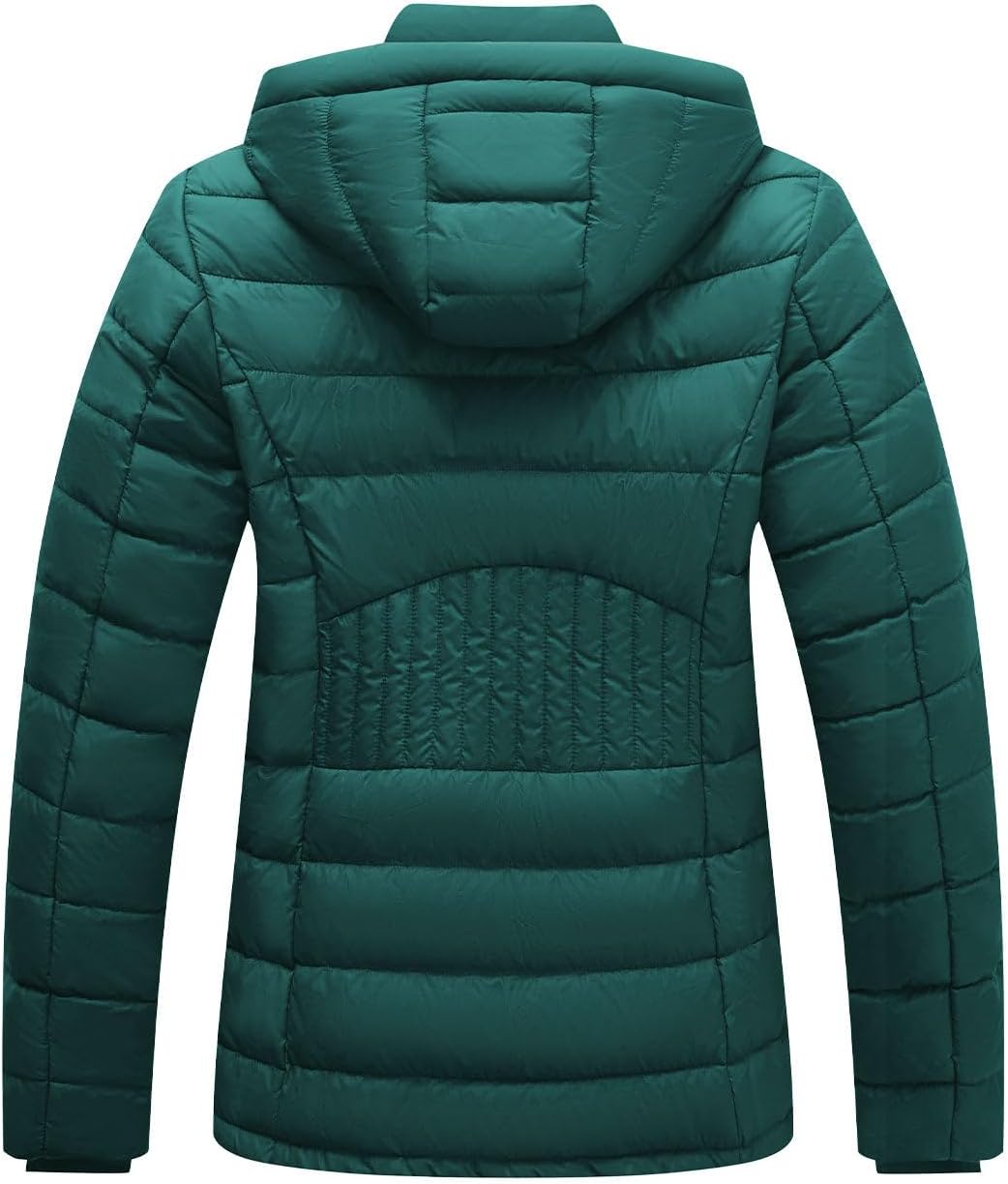 ASPO Women's Packable Puffer Jacket Lightweight Waterproof Warm Full Zip Quilted Winter Coat with Hood - Image 3