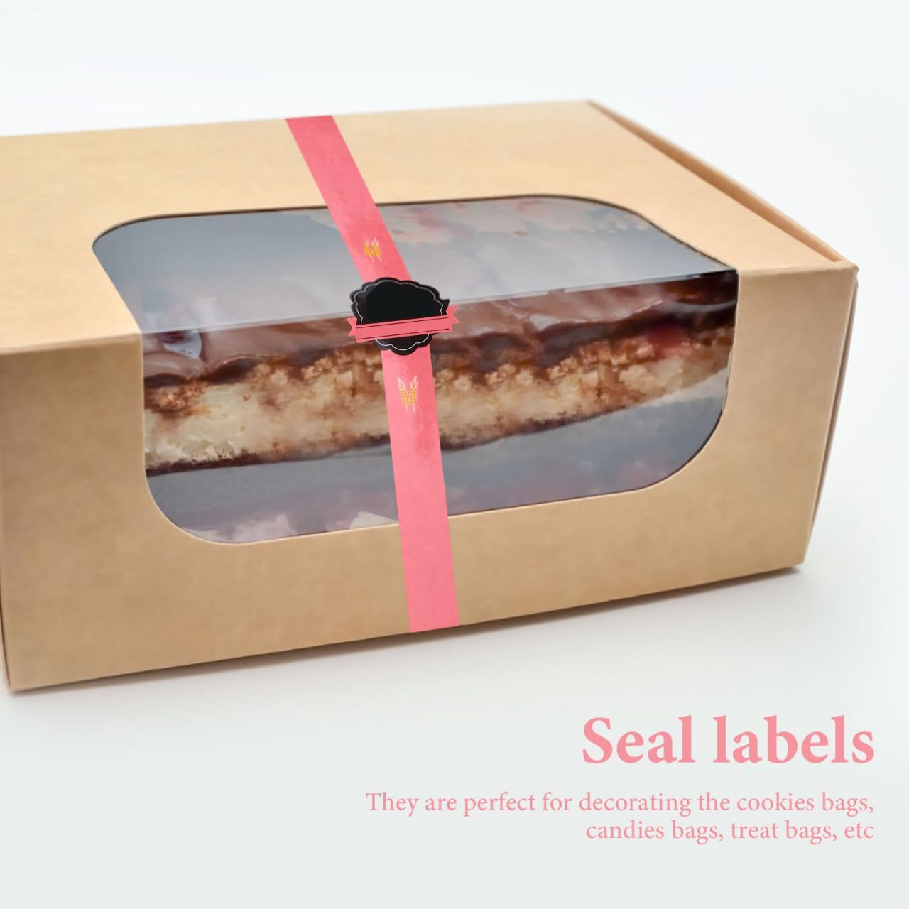 Hemoton Baking Stickers Long Adhesive Seal Labels for Cake Pastry Packaging and Food Decoration Self-Adhesive Long Label Sealing Stickers for Dessert Boxes 11.49 X 0.78 Inches
