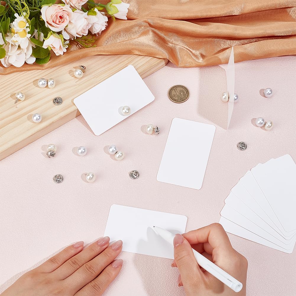 BENECREAT 20 Sets Pearl Place Card Holders, Table Number Holders Name Card Stands for Wedding, Anniversary, Birthday Party, Retail Shop(With White Cards) image 3
