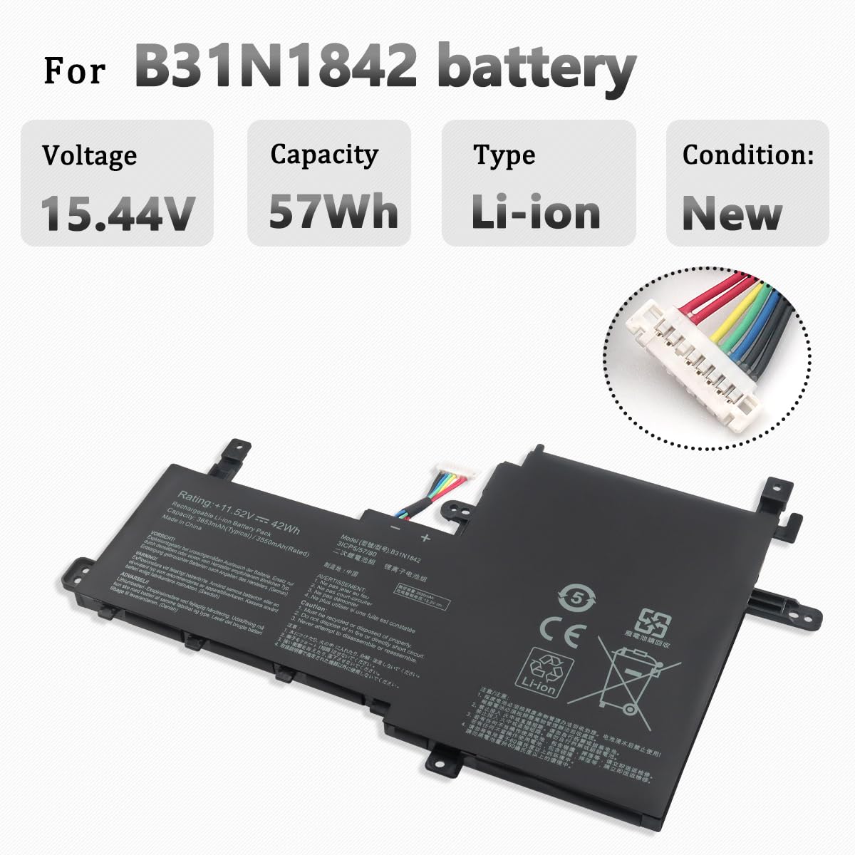 B31N1842 Batterie pour ASUS VivoBook 15 K513 K513E M513U X513E X513EA X513EAN M513I K513EA K513EAN M513UA M513IA X513 S513E S513EA F513E F513EA K531F K531FA X531 X531F X531FA X531FL S531