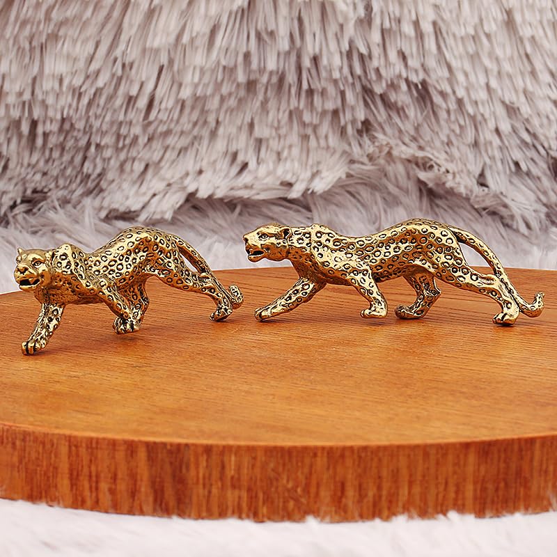 Estatua Leopardo Decorativa de Latón Dorado miniatura 3