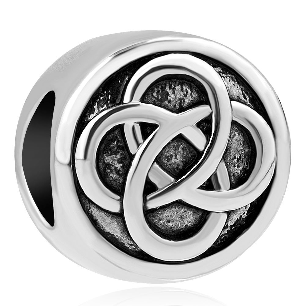 Q&Locket Celtic Knot Heart Love Charm Beads for Bracelets