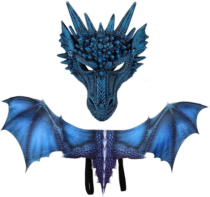 Hamkaw Halloween Evil Dragon Costume 3d Print Realistic Dinosaur Costume Mask Wings Accessory For Children And Adults Amazon De Toys Games