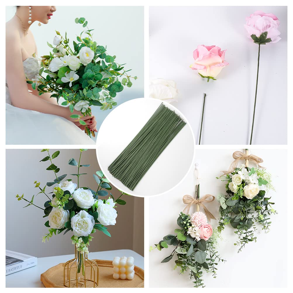 60Pcs Green Floral Stem Wire, 16 Inch 2 Gauge Craft Stems for DIY Flowers | Floral Stems Wire for Paper Flower Bouquets Wreath Making Supplies Garlands and Decor
