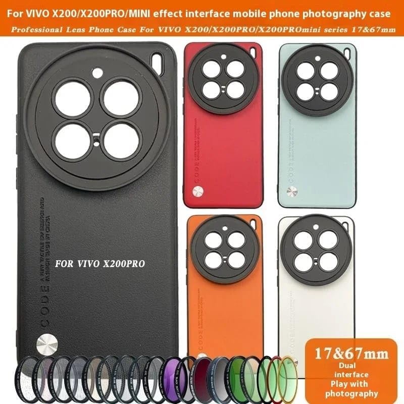 Image of GetZget 17mm Phone Case Compatible with Vivo X200 Pro with Lens Cap Cover Support 67mm ND Filter 17mm Lens Accessories (Black) (Vivo X200 Pro)