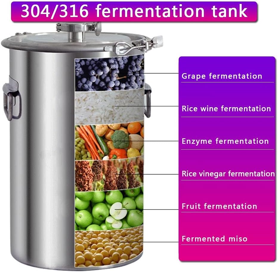 Diboshi Stainless Steel Fermenter Conical Home Brewing Fermentation Tank，Including Temperature Patch, Silicone Plug, One-way Valve, Silicone Ring (316 stainless steel, 115L)
