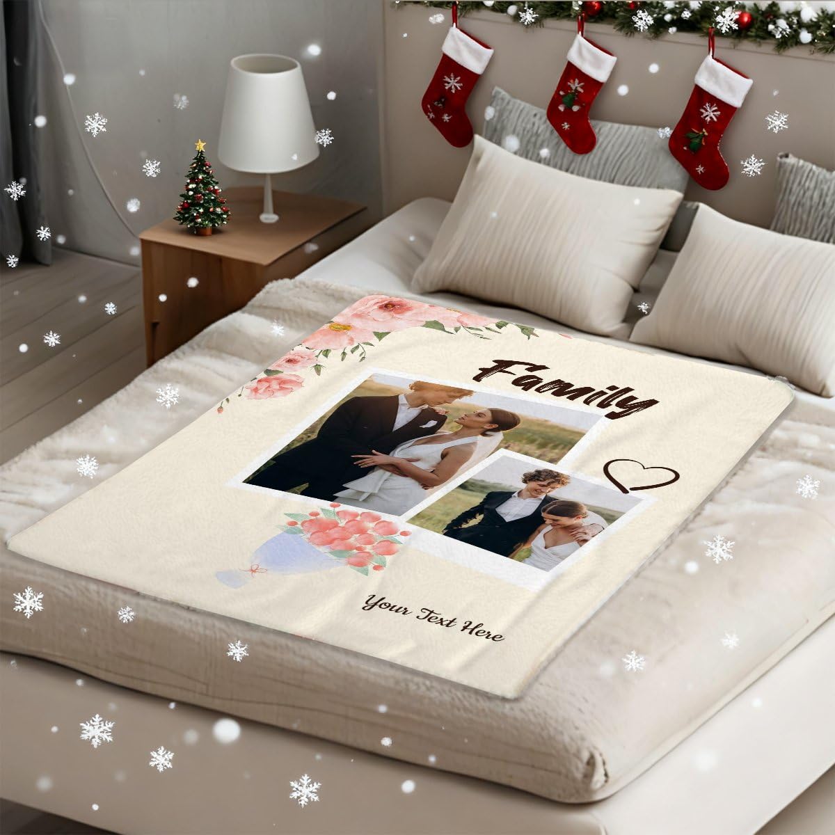 Manta personalizada con 2 fotos para pareja, pareja o cónyuge, personalizada para cumpleaños, Navidad, regalos de boda personalizados de San Valentín para la familia