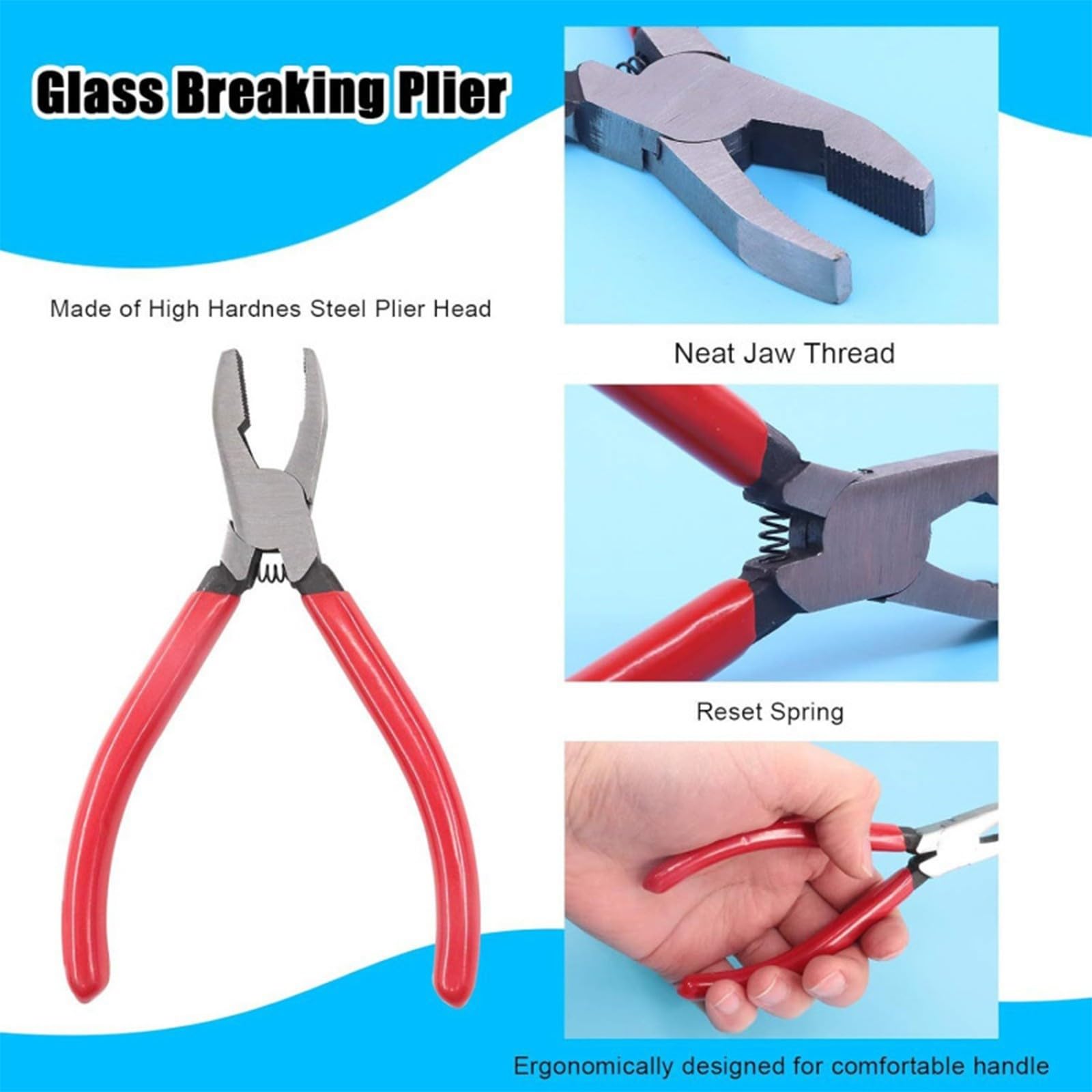 Alicates de corte de vidrio de metal industrial, agarre antideslizante, herramienta de corte profesional, colección de herramientas de reparación, corte de trabajo