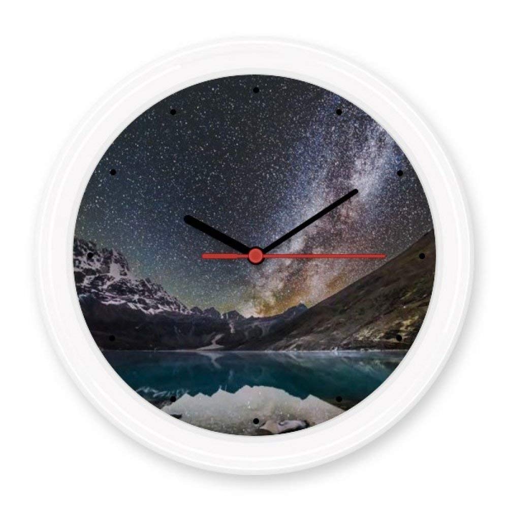 Horloge murale galaxie silencieuse non-ticking décoration murale ronde avec paysage