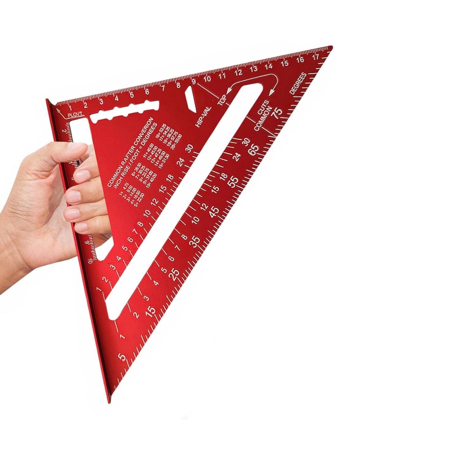 7 Inch Carpenters Speed Square Metric Imperial, Aluminum Alloy Carpenter Measuring Square, Triangle Ruler Protractor, Multipurpose Layout Tool for Woodworking Framing Joiners