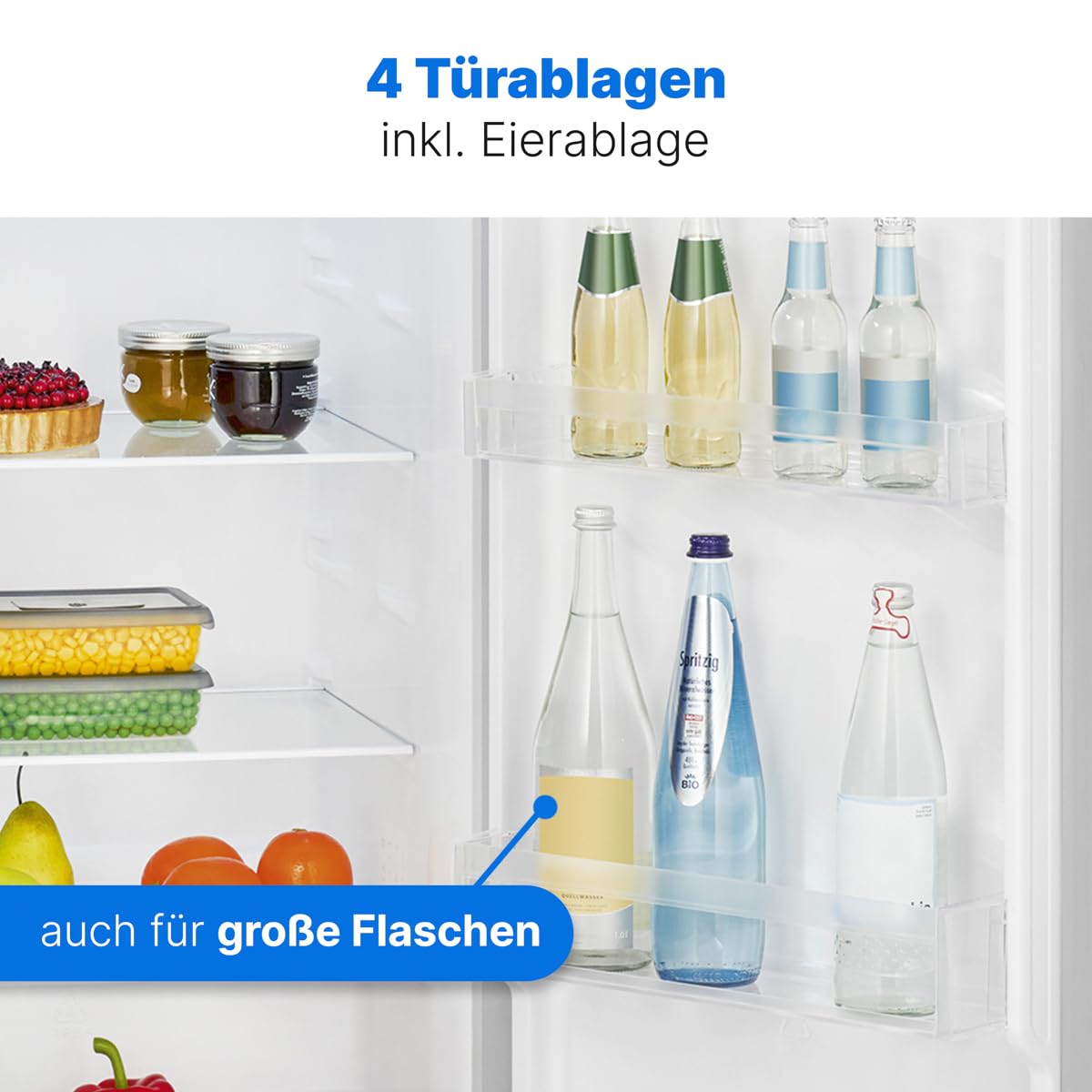 Bomann® Kühlschrank ohne Gefrierfach | Energieklasse D | 143cm | 5 Ablagen | 0°C ~ +8°C | leise 39dB | Getränkekühlschrank | 242L Flaschenkühlschrank | Kühlschrank groß | VS 7363 inox