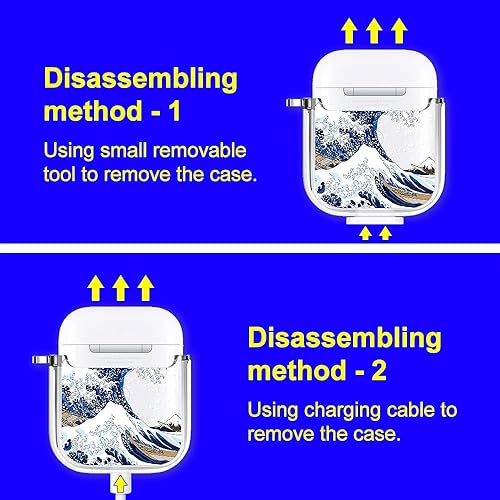 Miniatura 3 de MOSNOVO Funda para Airpods 1 y Airpods 2, Funda Protectora Transparente con Doble Capa de Metal Duro y Elegante Anillo de Metal Diseñada para