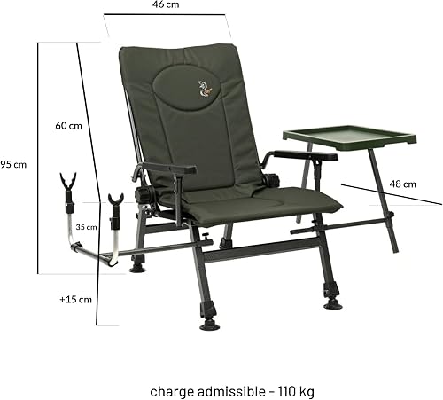 Carp F5R ST/P Chaise de pêche Deluxe pour la pêche à la carpe avec hauteur supplémentaire et support pour canne à pêche - 2