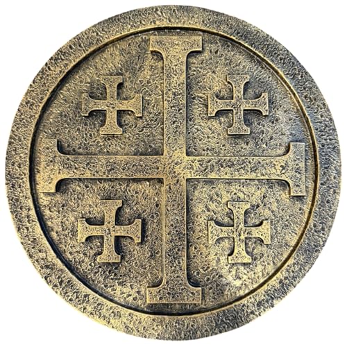 Top Brass Jerusalem Cross Wall Décor – 11 ½” Resin Plaque with Weathered Bronze Finish – Christian Home Décor religious Wall Art – Five Fold Crusader’s Sculpture