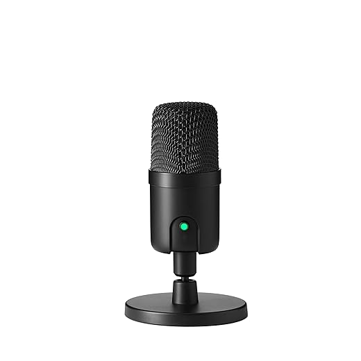 Amazon Basics USB Condenser Microphone for Streaming, Recording, and Podcasting on PC, Plug and Play, Cardioid Pickup, Adjustable Stand with 360° Rotation, Clear Sound, 5.8 x 3.4 inches, Black